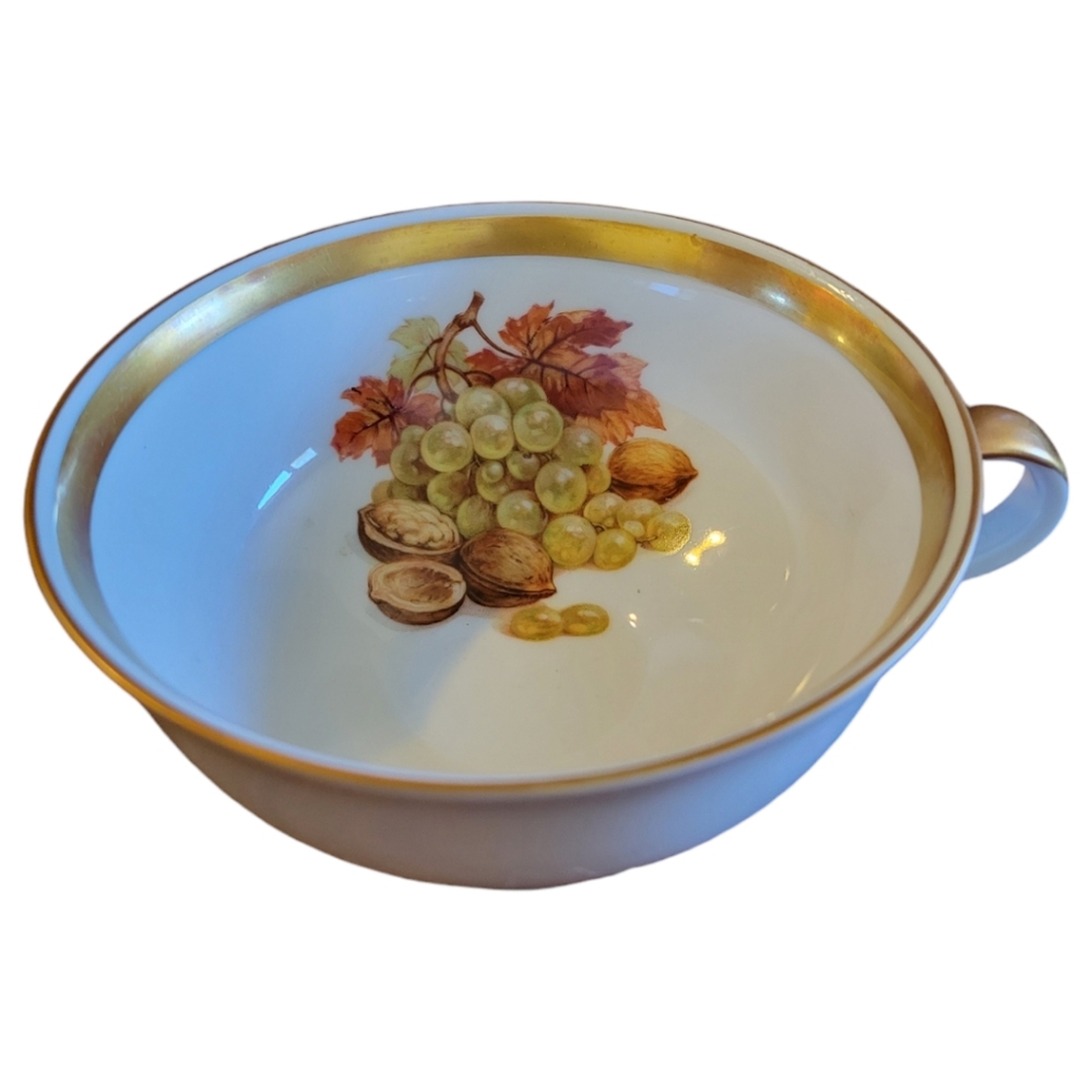 Vtg 59 Bareuther Waldsassen Teacup Gold Gold Walnuts Grapes Bavarian China
